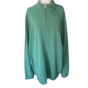 NWT Polo by Ralph Lauren Men’s XXL Green Soft Cotton Blend Quarter Zip Pullover